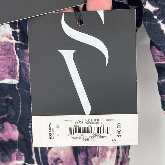 Simply Vera‎ Wang Crinkle Fabric 7/8 Length Sleeve Blouse Women 1X Multicolor - Picture 6 of 8